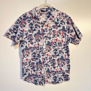 Columbia Men's Sailing Print Short-Sleeve Button-Up Size L Nautical